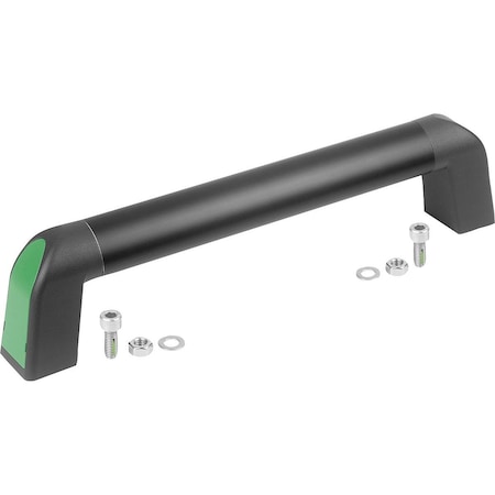 Kipp Tubular Handle Bighand, A=300, L=333, 4 Aluminum Black Anodized, Comp: Plastic Comp:Black Ral7021, K1445.3000186
